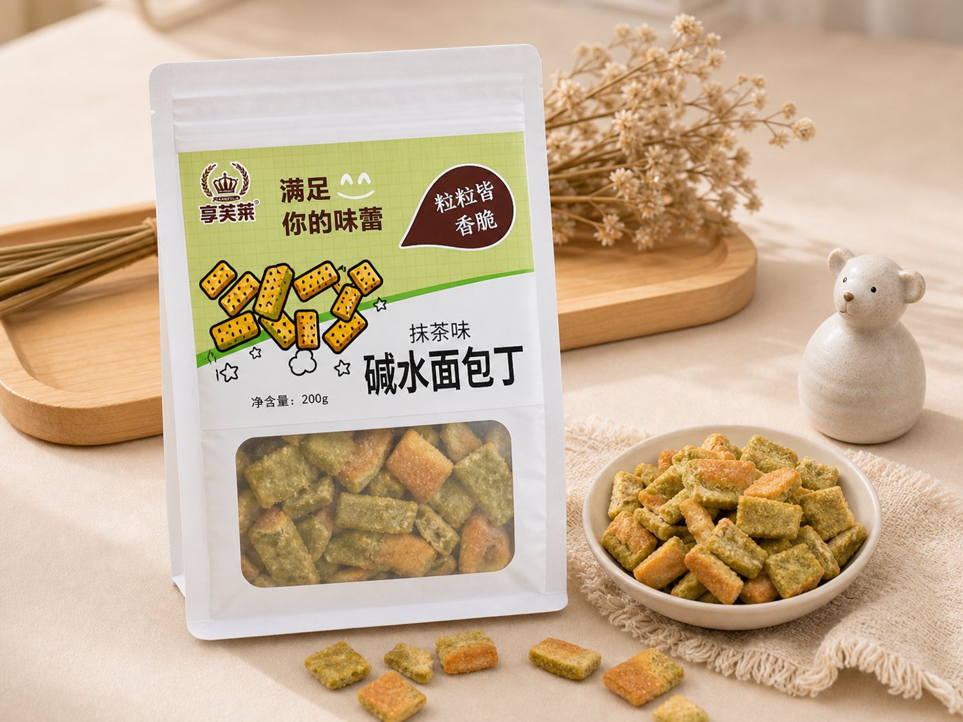 抹茶味碱水面包丁